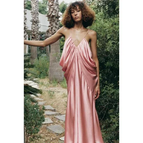 ZARA ZW COLLECTION SATIN VOLUME DRESS - Picture 13 of 16